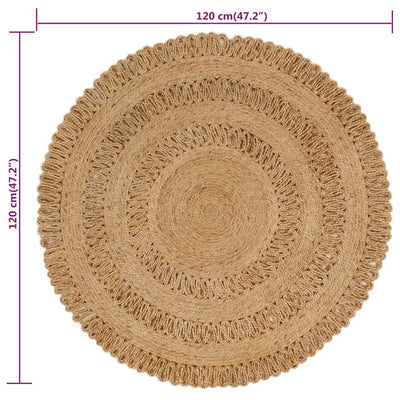 Matto käsinpunottu juutti 120 cm pyöreä