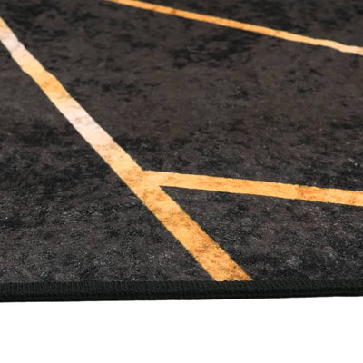 Matto pestävä musta ja kulta 80x300 cm liukumaton
