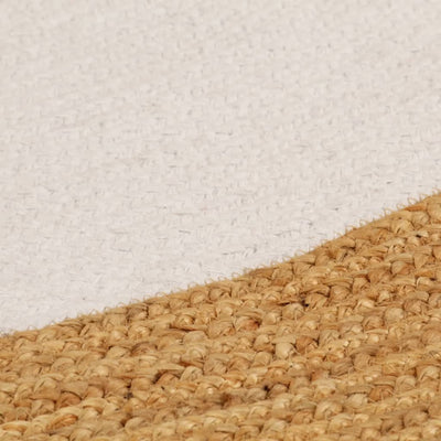 Matto punottu valkoinen / luonnollinen 120 cm juutti / puuvilla