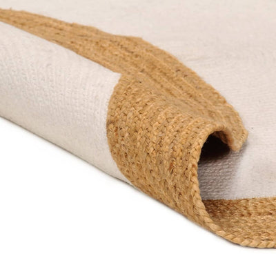 Matto punottu valkoinen / luonnollinen 120 cm juutti / puuvilla