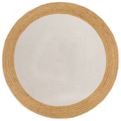 Matto punottu valkoinen / luonnollinen 120 cm juutti / puuvilla