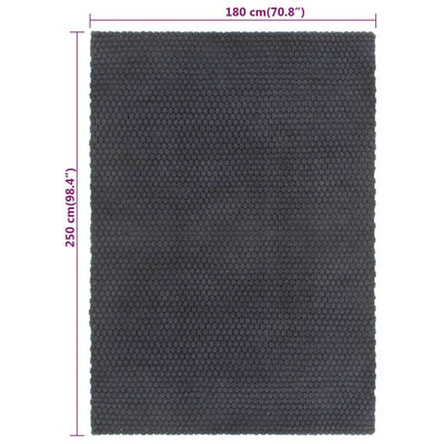 Matto suorakaide antrasiitti 180x250 cm puuvilla