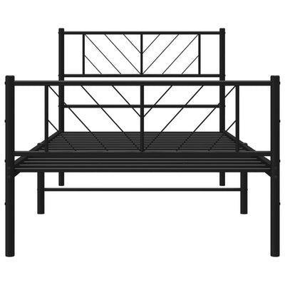 Metallinen sängynrunko päädyillä musta 100x190 cm