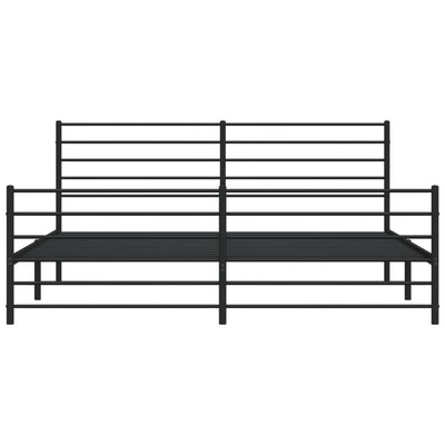 Metallinen sängynrunko päädyillä musta 200x200 cm