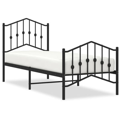 Metallinen sängynrunko päädyillä musta 75x190 cm