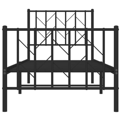 Metallinen sängynrunko päädyillä musta 75x190 cm
