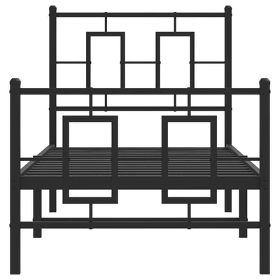 Metallinen sängynrunko päädyillä musta 75x190 cm