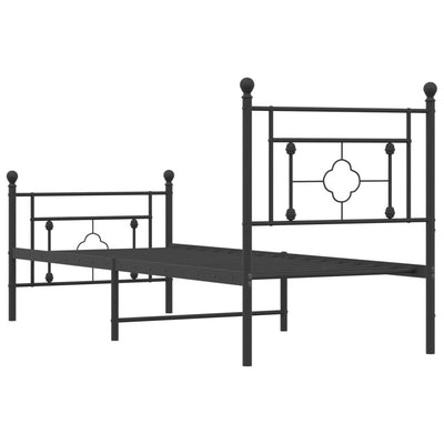 Metallinen sängynrunko päädyillä musta 75x190 cm