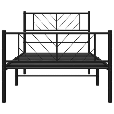 Metallinen sängynrunko päädyillä musta 80x200 cm
