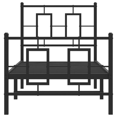 Metallinen sängynrunko päädyillä musta 80x200 cm