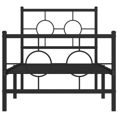 Metallinen sängynrunko päädyillä musta 80x200 cm