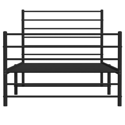 Metallinen sängynrunko päädyillä musta 80x200 cm