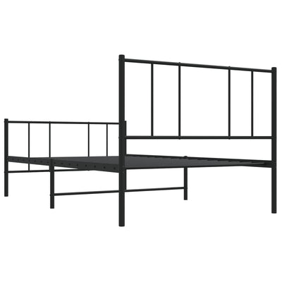 Metallinen sängynrunko päädyillä musta 80x200 cm