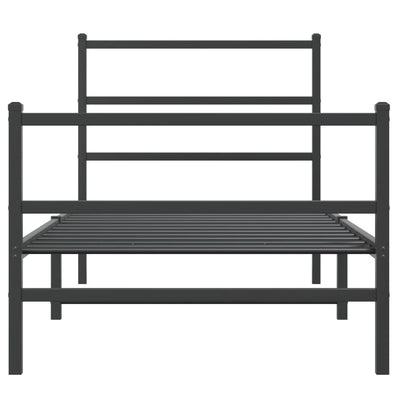 Metallinen sängynrunko päädyillä musta 90x190 cm