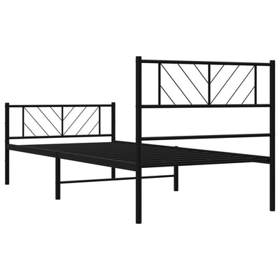 Metallinen sängynrunko päädyillä musta 90x190 cm