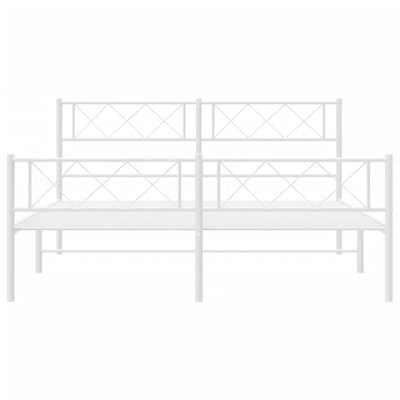 Metallinen sängynrunko päädyillä valkoinen 135x190 cm