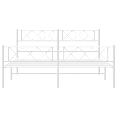Metallinen sängynrunko päädyillä valkoinen 140x200 cm