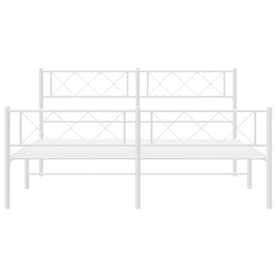 Metallinen sängynrunko päädyillä valkoinen 150x200 cm
