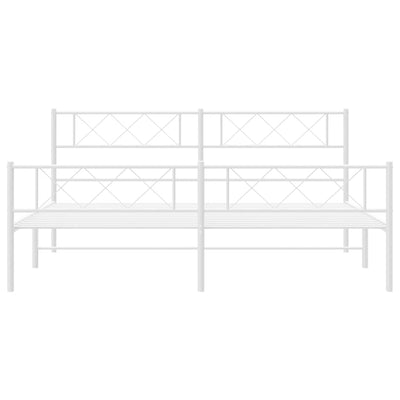 Metallinen sängynrunko päädyillä valkoinen 200x200 cm