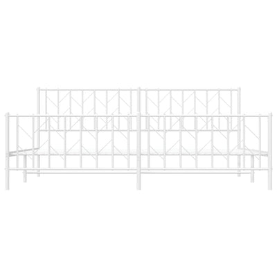 Metallinen sängynrunko päädyillä valkoinen 200x200 cm