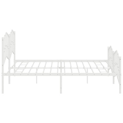 Metallinen sängynrunko päädyillä valkoinen 200x200 cm