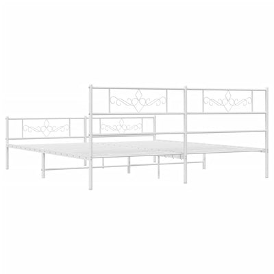Metallinen sängynrunko päädyillä valkoinen 200x200 cm