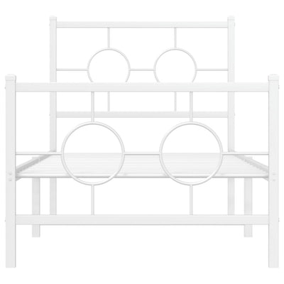 Metallinen sängynrunko päädyillä valkoinen 80x200 cm