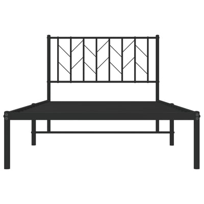 Metallinen sängynrunko päädyllä musta 100x190 cm