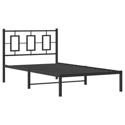Metallinen sängynrunko päädyllä musta 100x200 cm