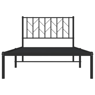 Metallinen sängynrunko päädyllä musta 100x200 cm