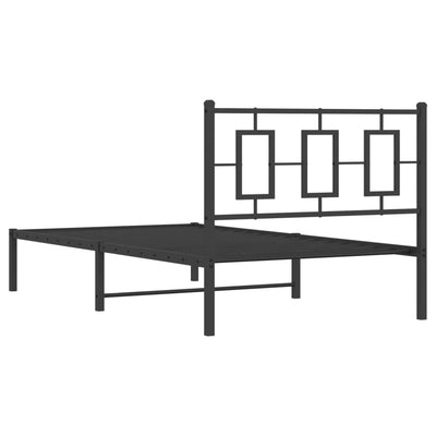 Metallinen sängynrunko päädyllä musta 100x200 cm