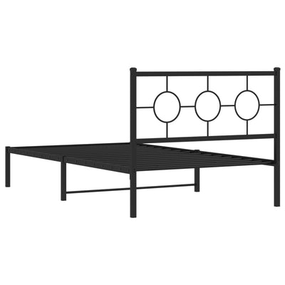 Metallinen sängynrunko päädyllä musta 107x203 cm