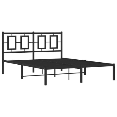 Metallinen sängynrunko päädyllä musta 135x190 cm