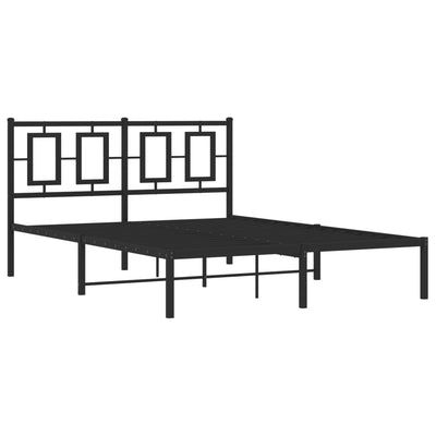 Metallinen sängynrunko päädyllä musta 140x190 cm