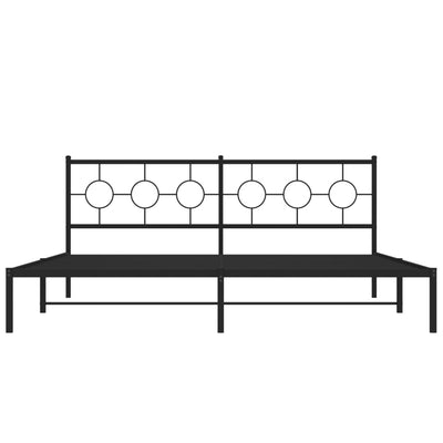 Metallinen sängynrunko päädyllä musta 200x200 cm