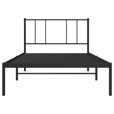 Metallinen sängynrunko päädyllä musta 75x190 cm