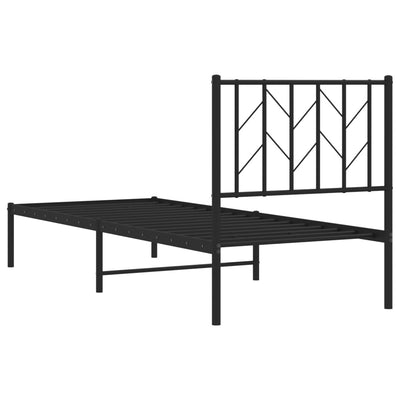 Metallinen sängynrunko päädyllä musta 75x190 cm