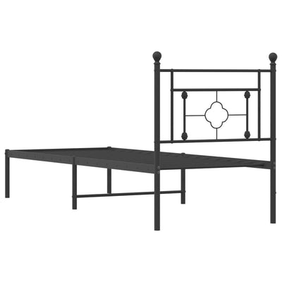 Metallinen sängynrunko päädyllä musta 75x190 cm