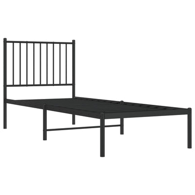 Metallinen sängynrunko päädyllä musta 80x200 cm