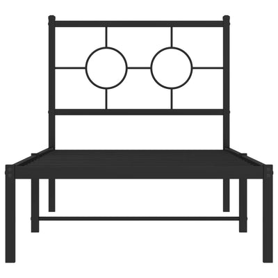 Metallinen sängynrunko päädyllä musta 80x200 cm