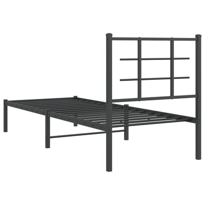 Metallinen sängynrunko päädyllä musta 80x200 cm