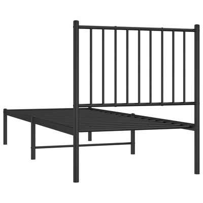 Metallinen sängynrunko päädyllä musta 80x200 cm