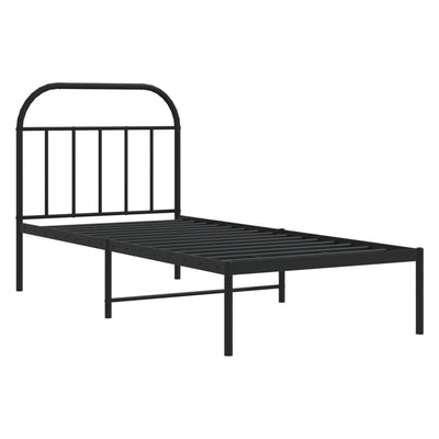 Metallinen sängynrunko päädyllä musta 90x190 cm