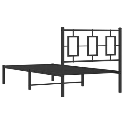Metallinen sängynrunko päädyllä musta 90x190 cm