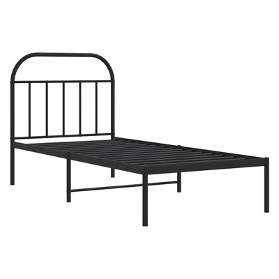 Metallinen sängynrunko päädyllä musta 90x200 cm