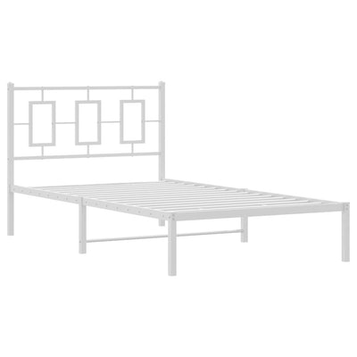 Metallinen sängynrunko päädyllä valkoinen 100x200 cm