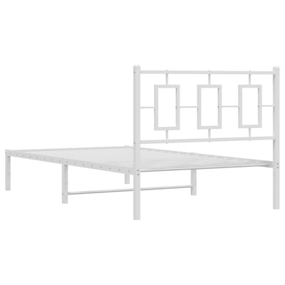 Metallinen sängynrunko päädyllä valkoinen 100x200 cm