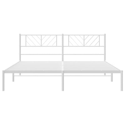 Metallinen sängynrunko päädyllä valkoinen 183x213 cm