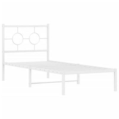 Metallinen sängynrunko päädyllä valkoinen 80x200 cm