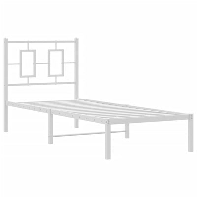 Metallinen sängynrunko päädyllä valkoinen 80x200 cm